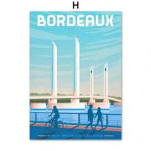 1PC Tranh minh họa phong cảnh thành phố du lịch nhiều màu sắc Tranh vải Canvas Pháp Đẹp Paris Monaco Nantes Poster Nghệ thuật Bắc Âu Trang trí phòng treo tường Không có khung - nhiều màu - Xem 23
