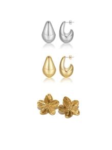 3 Pairs New Design Minimalist & Elegant Party Earrings For Women