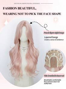Front Spitzen Lange natürliche lockige Perücke, Mittelscheitel Perücke, Eine-Linie-Spitze 2,5*0,1 Hellrosa 30 Zoll, Halbgewebte Tages-Natürlich, Glatt und Realistisch Perücke