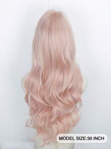 Front Spitzen Lange natürliche lockige Perücke, Mittelscheitel Perücke, Eine-Linie-Spitze 2,5*0,1 Hellrosa 30 Zoll, Halbgewebte Tages-Natürlich, Glatt und Realistisch Perücke