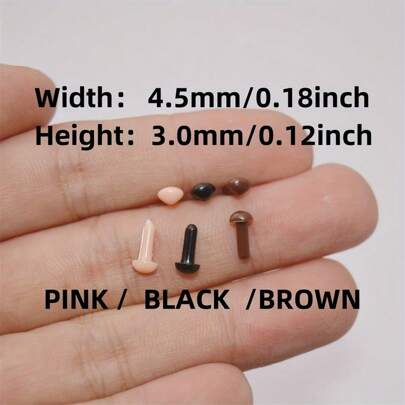4.5/6/9/12/15/18mm Mini Size Doll Small Animal Toy Noses Set - Black, Pink, Brown - Plastic Triangle Nose Doll Accessories DIY Craft Toys