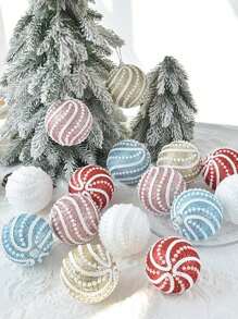 3 pièces Set de boules de Noël, décorations de sapin de Noël pendentifs, rouge/blanc/rose/bleu/or champagne, Noël - Multicolore - Voir 3