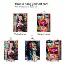 1 件彩色涂鸦抽象帆布印刷海报，艺术品壁画适用于浴室卧室办公室客厅墙壁装饰，家居装饰，无框架 - 彩色 - 查看 9