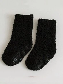 1 Pair Coral Fleece Thick Non-Slip Floor Socks For Babies, Toddler Crew Socks For Indoor Wear, Autumn/Winter - Multicolor - View 9