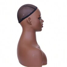 JINGFA PVC Premium Half Body Mannequin Head With Shoulders - Wig Head Stand Perfect For Displaying Wigs, Hats, And Jewelry- Medium Brown Realistic Makeup DH-YH2 - 鏽棕色 - 查看 2
