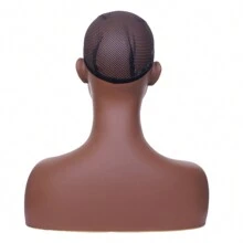 JINGFA PVC Premium Half Body Mannequin Head With Shoulders - Wig Head Stand Perfect For Displaying Wigs, Hats, And Jewelry- Medium Brown Realistic Makeup DH-YH2 - 鏽棕色 - 查看 3
