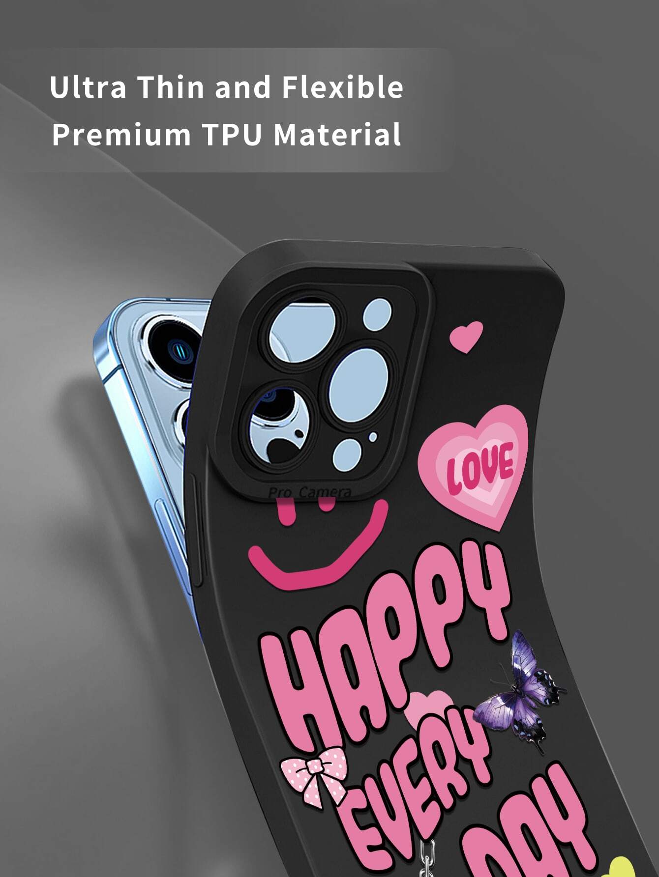 Slogan 1pc Black Lens Fully Covered Camera Protective Phone Case
