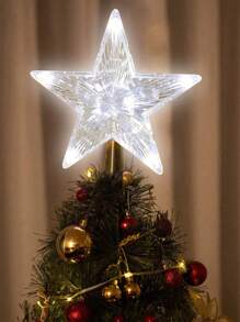 1pc Star Shape White Light Or Warm Light Christmas Holiday Home Decorations Suitable For Christmas Tree Decor, Star Tree Topper, Battery Powered (Battery Not Included)