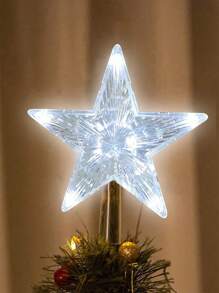 1pc Star Shape White Light Or Warm Light Christmas Holiday Home Decorations Suitable For Christmas Tree Decor, Star Tree Topper, Battery Powered (Battery Not Included)