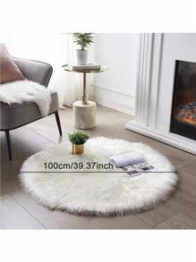 Plush Round Carpet Sheepskin Pink Living Room Home Decor Bedroom Floor Cushion Mats For Bedroom White Area Shaggy Fur Rugs ,Room Decor - White - View 7