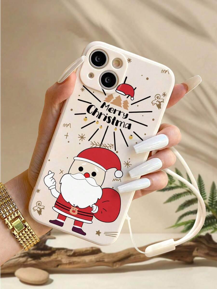 详细穿孔边缘圣诞圣诞老人白色英文彩绘双色硅胶腕带防震手机壳兼容 iPhone P14 ProMax、P13 卡通、P11 彩绘、P12 防震 XR 卡通、7/8 卡通、GES2 和 iPhone P15、P16、P16 ProMax，以及 Galaxy S24、A03s、A03 Core、A04、A12、A13、A14、A21s、A22、A23、A24、A32、A33、A34、A51、A52、A53、A54、A71、A72、A73、S20 FE、S21、S22 和 Redmi 系列 - 彩色 - 查看 1