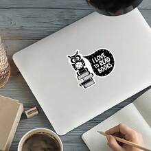 1PC Tôi thích đọc sách Cú dễ thương Vinyl màu đen, Nhãn dán bền vui nhộn & kỳ quặc, Decal cho máy tính xách tay, cốc, đàn piano, bình hoa, túi thư viện, đàn ghi ta, món quà hoàn hảo cho học sinh - Nhiều màu - Xem 4