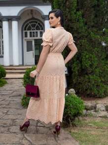 Cotton Linen Maxi Midi Dress - 米色 - 查看 2
