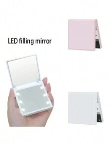 1 pièce Miroir de maquillage pliant carré exquis avec motif rose, verre haute définition 2X grossissement, miroir compact de poche, petit miroir de vanité, cadeau parfait pour maman bien-aimée, sœur, mariée et demoiselle d'honneur lors d'occasions spéciales comme les fêtes, les anniversaires, les mariages, la Fête des mères et la Saint-Valentin, accessoires de voyage
