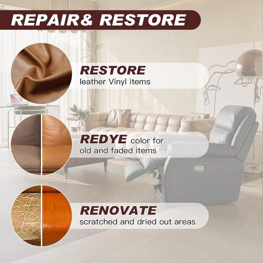 SEISSO Leather Repair Kit For Furniture, White Vinyl Repair Kit Leather