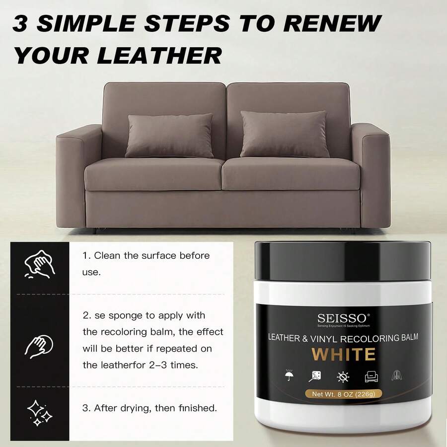 SEISSO Leather Repair Kit For Furniture, White Vinyl Repair Kit Leather