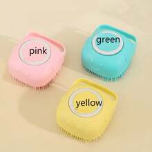 1pc Pet Bathing Brush, Silicone Massage Rubber Dog/Cat Grooming Brush With Shampoo Storage