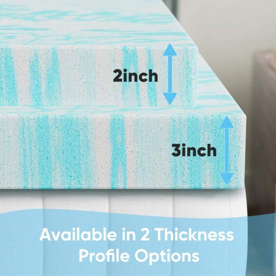 SweetFurniture Mattress Topper Memory Foam Cooling Gel Swirl Infused