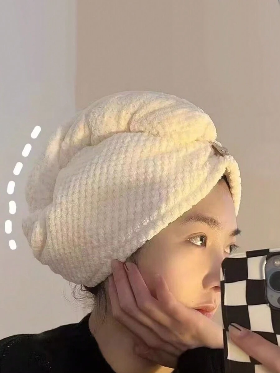1pc Ivory White Microfiber Hair Drying Towel, Hair Turban SHEIN Singapore