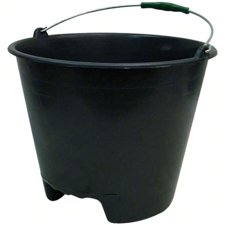 12 Liters Plastic Bucket For Concrete With Handle And Grip On The Handle For Hands With Internal Liquid Volume Meter - 黑色 - 查看 1