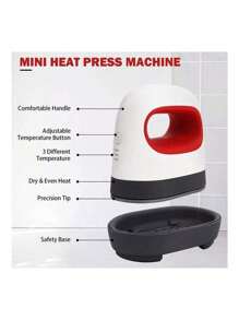 Mini máquina de transferencia de calor, máquina de prensa de calor portátil para camisetas, etiquetas, zapatos, impresión por sublimación de logotipos Mini Plancha Sublimacion   Multiusos Transfer Vinil  Casera
