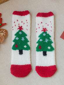 1 Đôi Tất Nhung San Hô Nhiều Màu Cho Nữ, Tất Lót Sàn Nhà Cho Nữ, Tất Ngủ Dày Có Lớp Lót Giữ Nhiệt, Tất Giáng Sinh Hoạt Hình, Thích Hợp Làm Tất Quà Giáng Sinh Cho Nữ - Nhiều màu - Xem 12