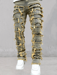 Men's Elastic Distressed Slim Fit Flared Jeans