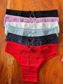 Promotion Kit 5 Cotton Panties Comfort With Lace Cotton Women's Clothing Anti-Allergic - Nhiều màu - Xem 5