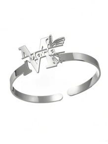 1 st. Goud Zilver Aangepaste Naam Armband Dames Meisjes Roestvrij Staal Aangepaste Naam Vlinder Verstelbare Achterkant Armband Sieraden Cadeau Thanksgiving Kerstmis