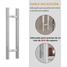 KOKILA Jaladera para Puerta, Jaladera Acero Inoxidable Tipo H para Puerta, Manija de Puerta Cristal de Doble Cara, Pulido Cepillado, Tirador Para Puerta de Madera, Corredera y Baño,Jaladera Acero Inoxidable Tipo H Puerta Cristal,60cm, Satín, 24 inches Solid Standoffs Heavy-Duty SUS 304 Stainless Steel Push Pull Door Handle/Barn Door Pull Handle/Ladder Pulls, Satin Nickel Finish - Plateado - Ver 5