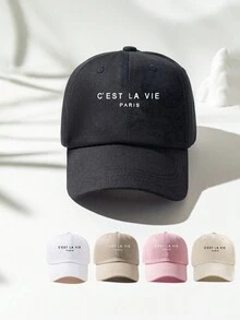 1 chiếc Mũ bóng chày phong cách Y2K in họa tiết C'EST LA VIE PARIS dành cho cả nam và nữ, Ý tưởng quà tặng cho cặp đôi, Mũ chống nắng thể thao ngoài trời khi đi làm và đội hàng ngày - Màu be - Xem 1