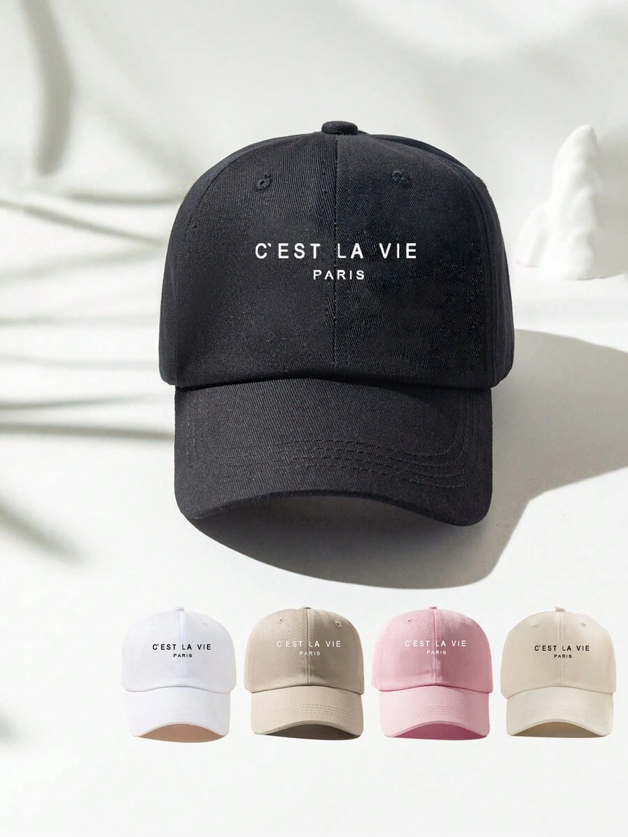 1 chiếc Mũ bóng chày phong cách Y2K in họa tiết C'EST LA VIE PARIS dành cho cả nam và nữ, Ý tưởng quà tặng cho cặp đôi, Mũ chống nắng thể thao ngoài trời khi đi làm và đội hàng ngày - Màu be - Xem 1