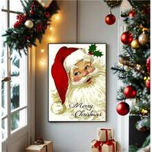 1 件圣诞节帆布印刷海报，圣诞老人帆布墙画，适用于浴室卧室办公室客厅家居装饰，无框架，适合冬季 - 彩色 - 查看 13