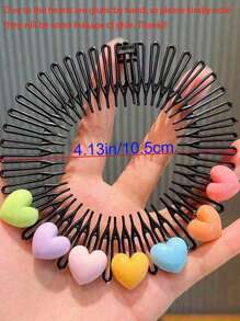 4 Pièces Accessoires De Cheveux Mignons Et Colorés En Forme De Fleur, De Fraise, De Cœur Et De Lapin Pour Filles Avec Peigne Ondulé Et Pince À Cheveux Pour Un Usage Quotidien