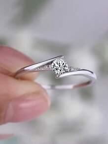 1 ST Elegante 925 Sterling Zilveren Cubic Zirconia Ringen Bruiloft Sieraden Voor Vrouwen Fijne Sieraden