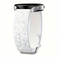 Curea de ceas sport din silicon moale, 20 mm, cu model floral sculptat, compatibilă cu Samsung Galaxy Watch 7, 6, 5, 4, 40 mm, 44 mm, 5 Pro, 6 Classic, 47 mm, Watch 4 Classic, Active 2, potrivită pentru bărbați și femei (ceasul nu este inclus)