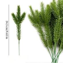 20 paquetes de ramas con agujas de pino artificial - 6.7x2.0 pulgadas, Plantas verdes falsas con agujas de pino, Adornos de pino falsos para hacer guirnaldas, coronas de Navidad y decoración del hogar y del jardín - Multicolor - Ver 11