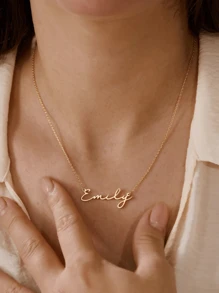 1pc Gold Rose Gold Exquisite Minimalist Name Necklace, 18K Gold Plated Name Necklace, Personalized Minimalist Name Necklace, Custom Name Jewelry, Christmas Gift Thanksgiving Christmas