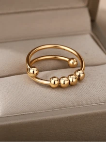 1pc Irregulate Wave Finger Rings For Women 18K Gold Plated Adjustable Decompression Ring Bohemian Aesthetics Jewelry Gift Accessories - JZ3944 - View 4