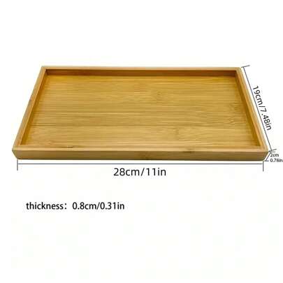 1pc Rectangular Bamboo Multifunctional Tray - Simple Serving, Vanity, Bathroom Organizer & Storage