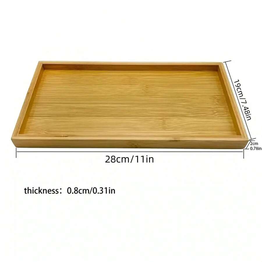 1 件矩形竹制多功能托盘 - 简单的服务、梳妆台、浴室收纳和储物
