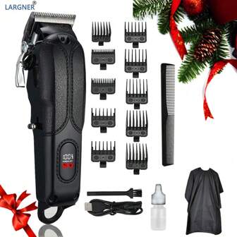  LARGNER Smart Fast Charging Electric Hair Clipper Kit, Multi-Functional Hair Trimmer, Sideburns Engraving, Shaver, Nose Hair Trimmer, Suitable For Gifting To Boyfriend, Father, Portable Travel Set, Long Standby Time