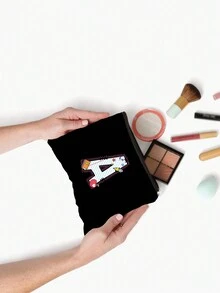 黑色单层化妆包 创意首字母A-Z化妆品收纳包 学生文具包 多功能旅行便携包 口红护肤品收纳洗漱化妆包 拉链包 旅行化妆品包装收纳包 简约高级 珠宝收纳 适用于住宿、旅游、商务、游泳、居家收纳 化妆包 化妆品收纳盒 化妆品收纳盒 化妆品收纳袋 化妆包 - 黑色 - 查看 6