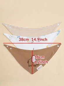 momscare 3 件装婴儿口水围兜，带有可爱卡通动物图案，可作为婴儿礼物 - 彩色 - 查看 6