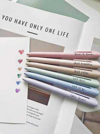 6 buc Morandi Estetic Anxiety Release Motivational Inspirational Incurajator Colorat Gel Cerneala Pen Soft Touch Scriere neteda Fara sangerare Se usuca rapid pentru Jurnal Rechizite scolare si de birou