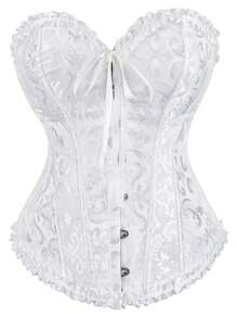 Palace Style Corset With Boning To Shape Waist And Push Up Bust, Sexy Jacquard Shapewear Top, Suitable For Wearing With A Dress, 1pc