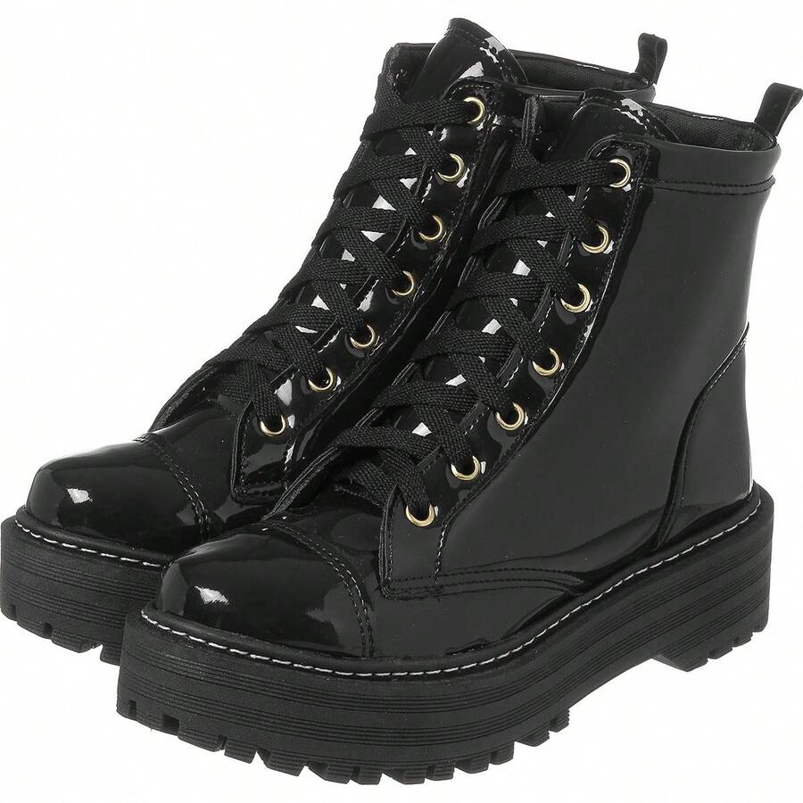 Sacolei Medium Sole Short Boot Black Varnish - màu đen - Xem 1