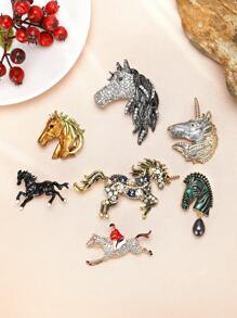 时尚珐琅马胸针独角兽别针骑马兵胸针马头胸针斑马别针派对宴会首饰配饰礼物 - 馬 - 查看 7
