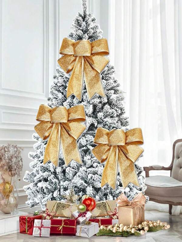 1 pieza Moño decorativo para regalo tipo diario, moño para decorar el árbol de Navidad, obsequio de fiesta, decoración navideña