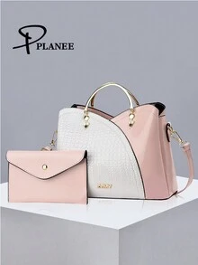 Bộ quà tặng họa tiết cá sấu thời trang mới 2024, Túi xách dung tích lớn, Túi đeo vai công sở sáng bóng cao cấp cho nữ, Túi đi làm thời trang và thoải mái cho Ngày của Mẹ làm quà tặng sáng tạo - Nhiều màu - Xem 1